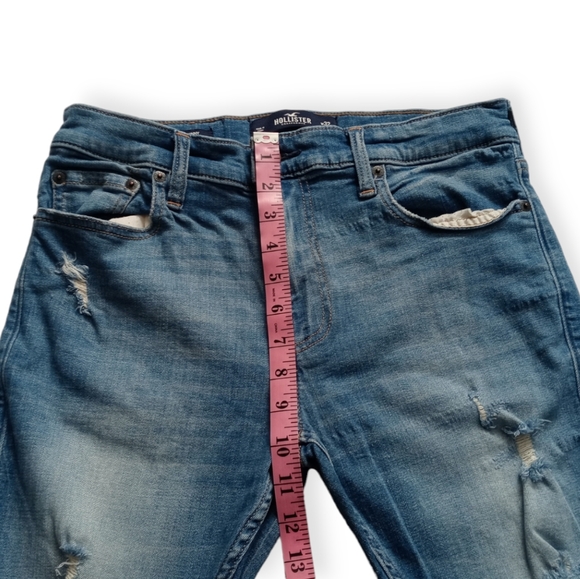 HOLLISTER MEN'S RIPPED LIGHT WASH BLUE  STRETCH SKINNY JEANS.SIZE W32 /L30 - Picture 8 of 15